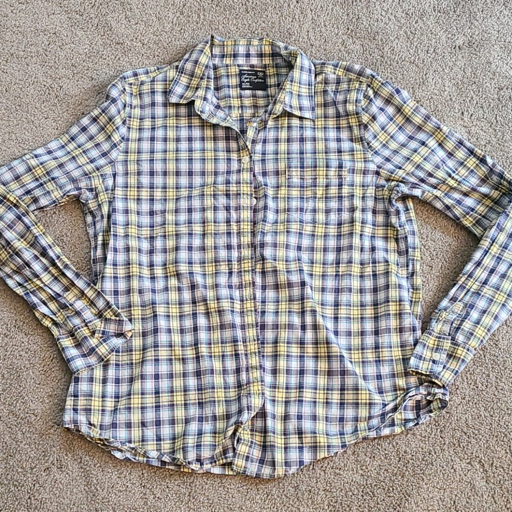 Plaid long sleeve button down